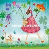 Postkarte M�dchen mit Sommerblumen